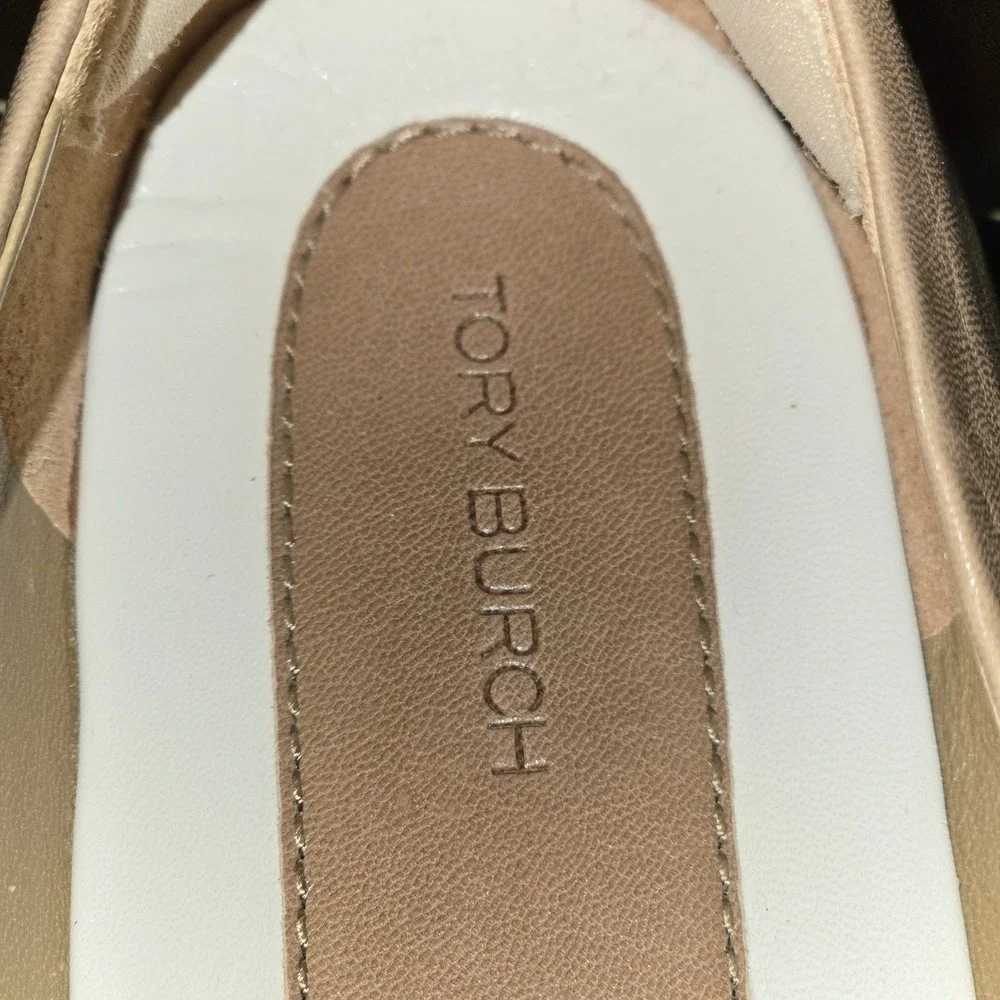 Tory Burch Georgia Ballet Flats Womens 11 Almond Flour Beige Leather 134895